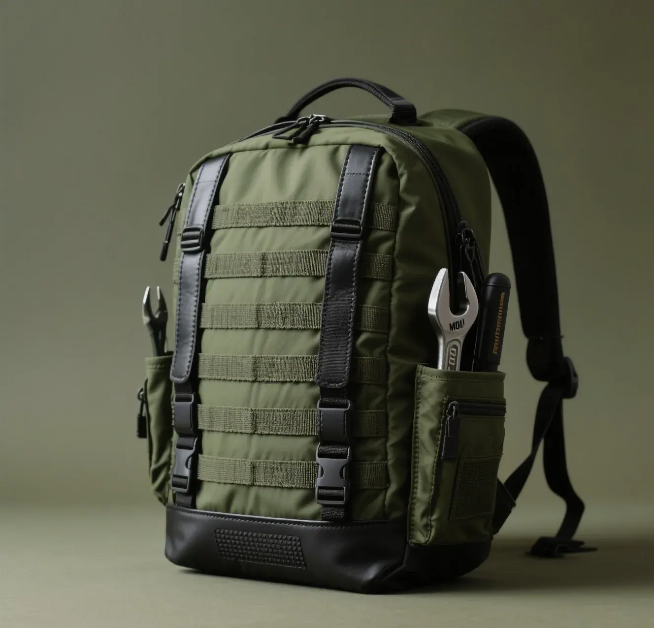 Roll top waterproof backpack hung upside down with the mouth open to dry after a wet trip