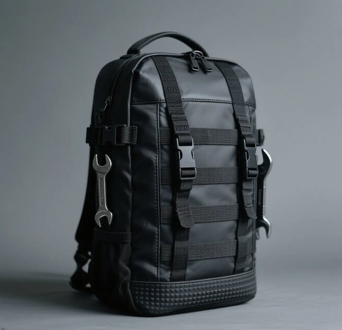 Waterproof backpack with an airtight main compartment zip and a separate water-resistant front pocket zip shown side by side