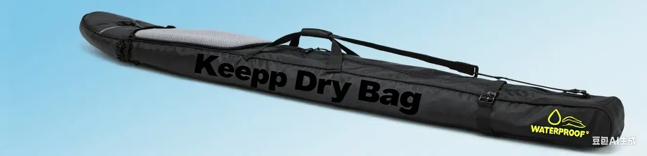 Waterproof backpack lying on a deck with the air valve capped and the body partly inflated, showing how a sealed body holds its shape