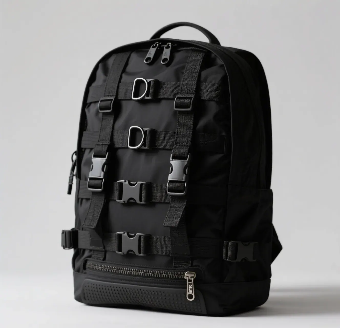 Open waterproof golf walking backpack showing a pale lining and separate draining pocket for a wet towel and gloves