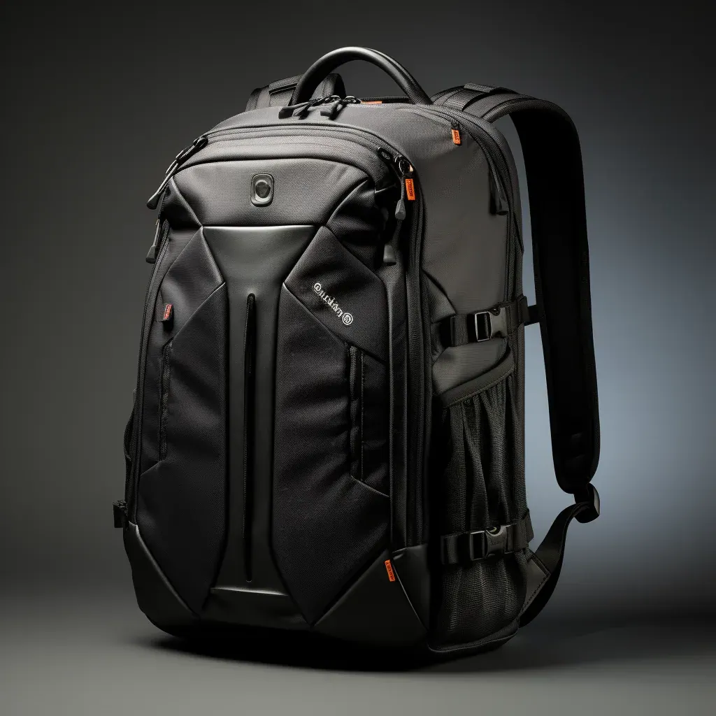 Waterproof dry backpack with a padded laptop sleeve sealed shut on a wet dock with spray on the fabric