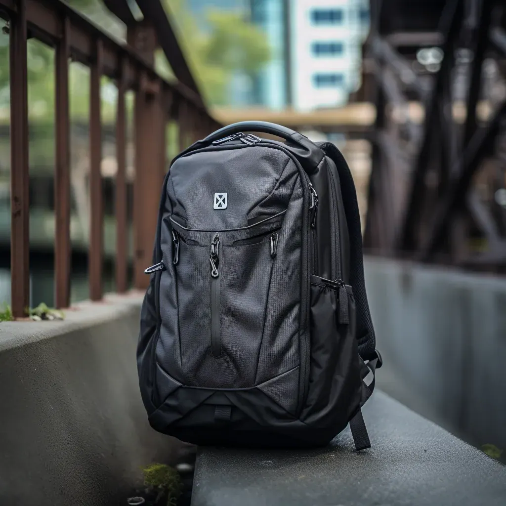 Waterproof backpack with sealed seams and corrosion resistant hardware drying on a dock rail after a saltwater trip
