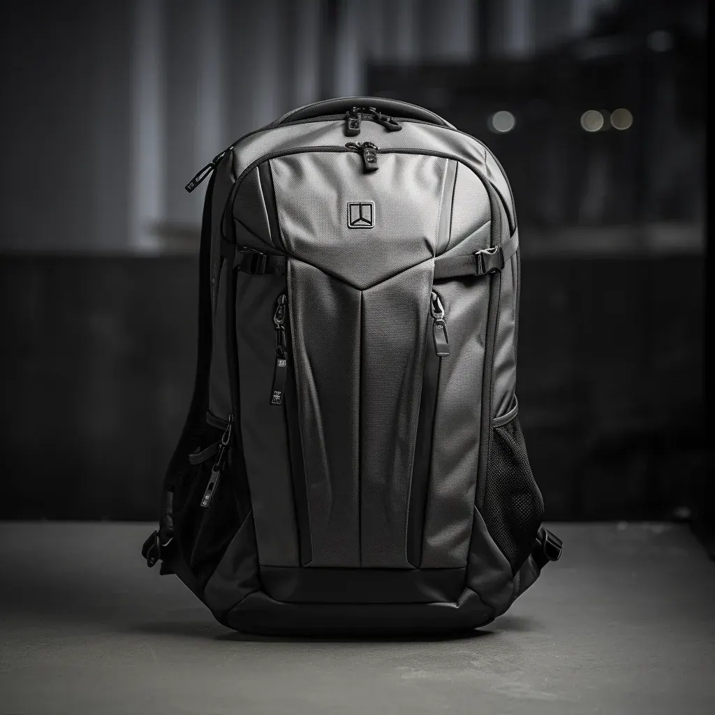 Waterproof backpack with a padded 15 inch laptop sleeve and a structured back panel carried through a city street in light rain