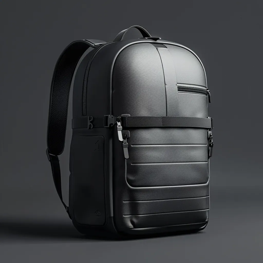 Budget waterproof backpack with a laptop sleeve and welded base panel packed for a wet commute at a bus stop