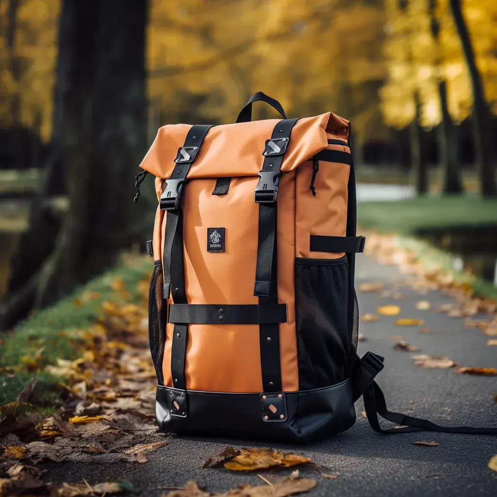 Waterproof commuter backpack laptop sleeve lifted clear of the base with a charger pocket and wet umbrella zone
