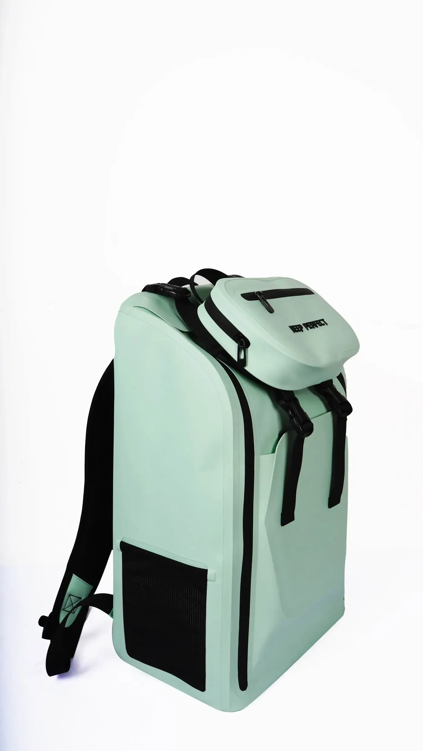Loaded expedition backpack standing beside a small waterproof daypack at a trailhead before a multi-day trek