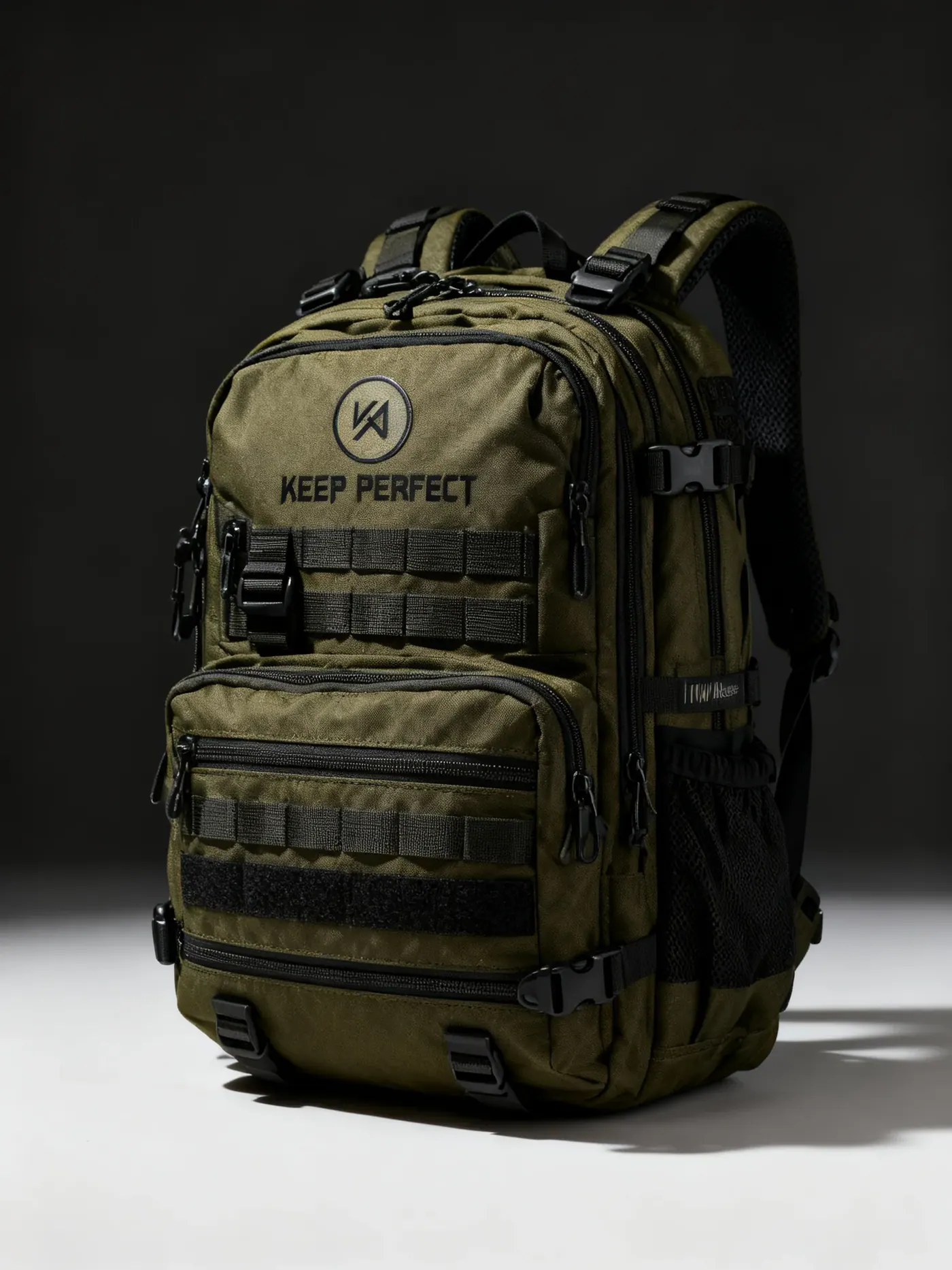 Waterproof backpack worn by a commuter crossing a rain-soaked city street with reflective trim visible on the shoulder straps