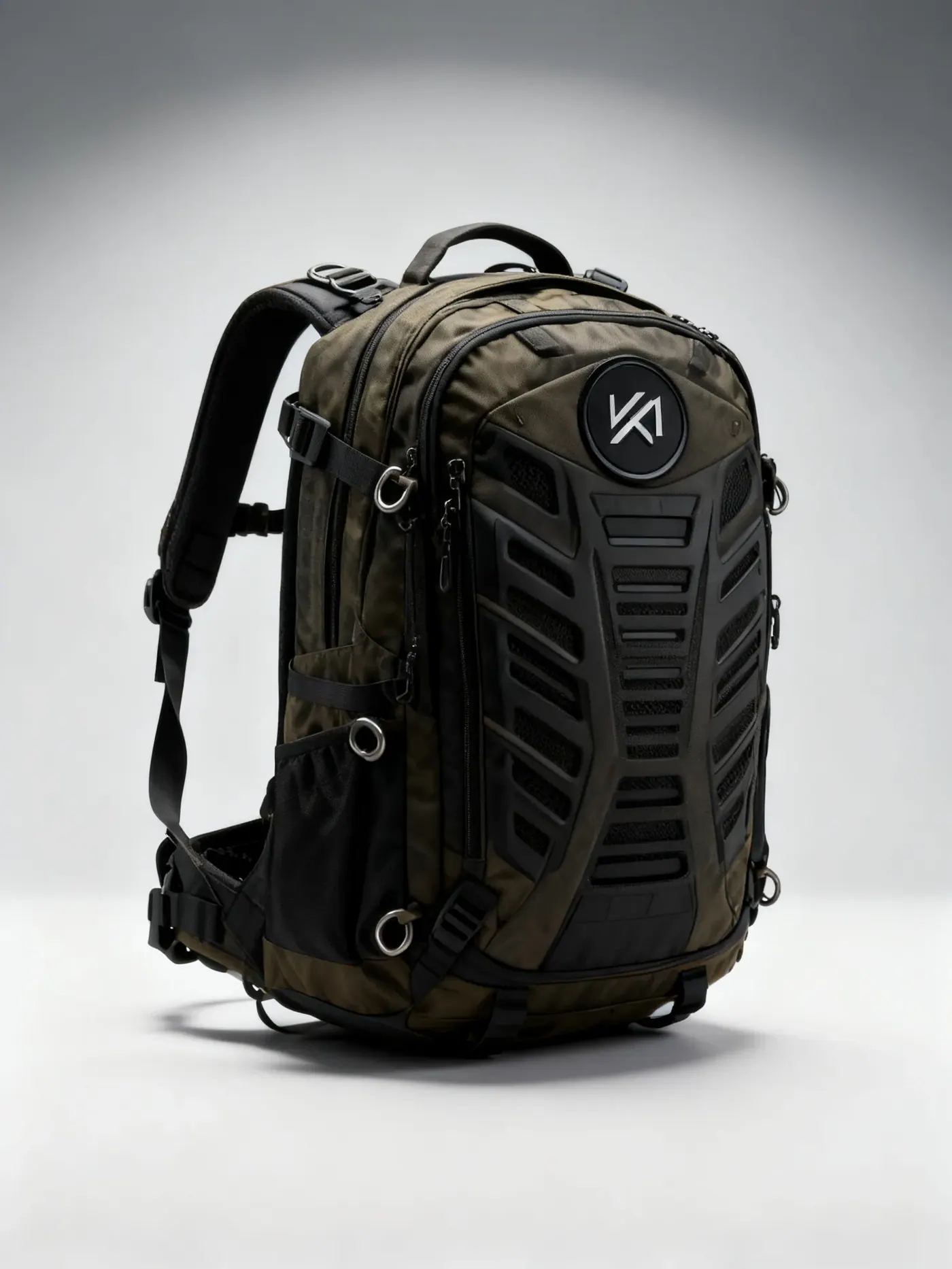 Outdoor backpack standing wide open with a large internal compartment showing space for several full-width trays