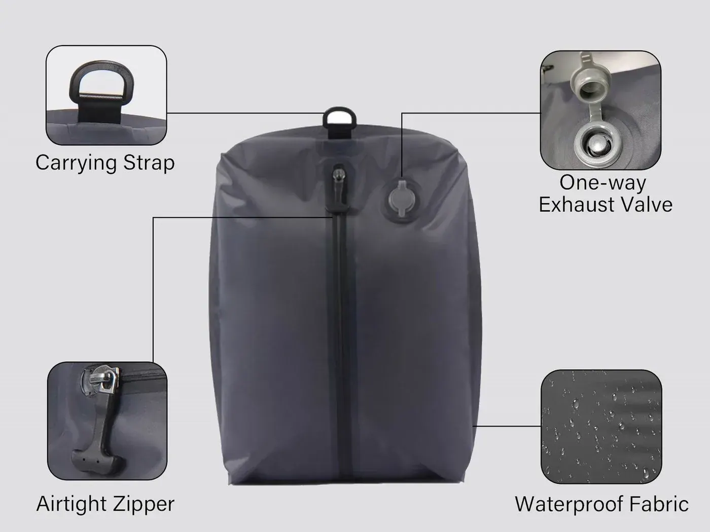 Roll-top waterproof work backpack open and drying upside down beside a soft cloth after a wet urban commute