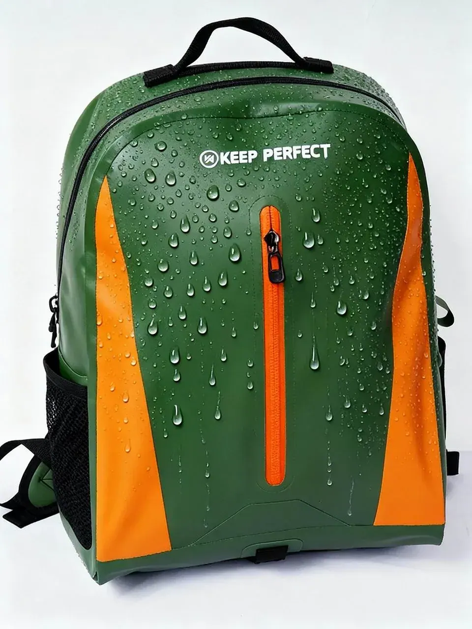 Bright coloured sealed dry bag liner packed with a phone keys and documents beside kayak fishing gear